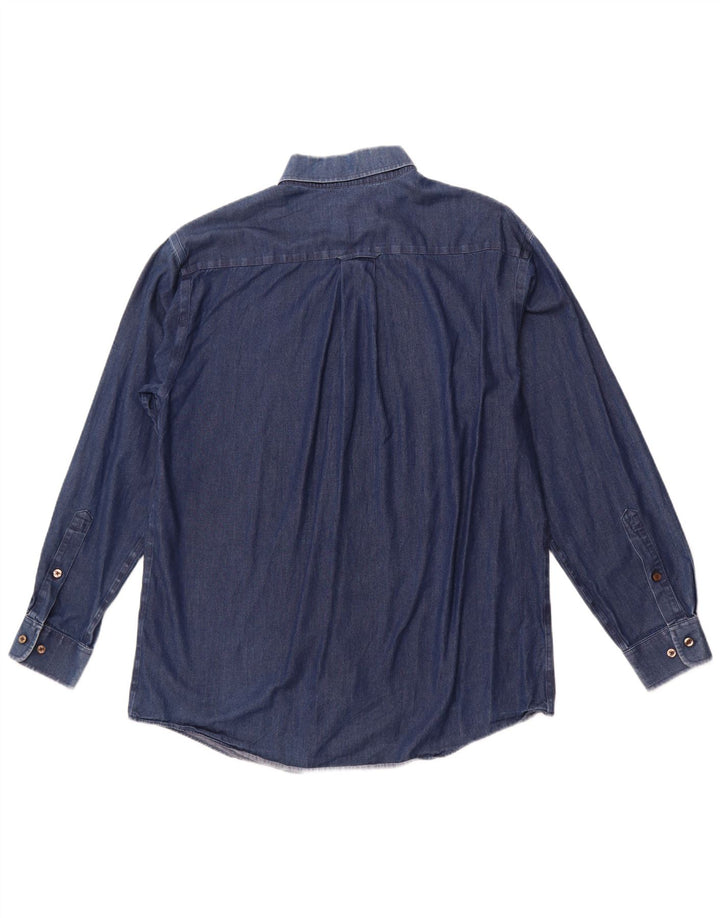 Orvis Mens Denim Shirt Medium Blue Cotton