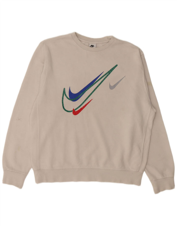 NIKE Mens Graphic Sweatshirt Jumper Medium Grey Cotton