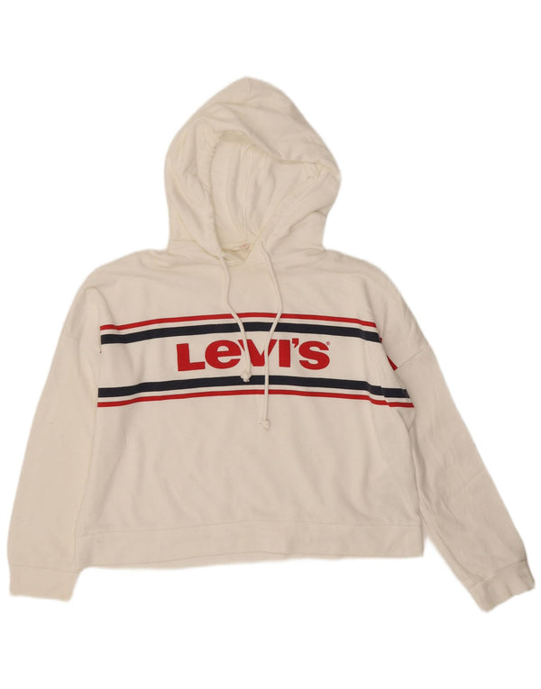 Levi's Womens Oversized Graphic Hoodie Jumper UK 10 Small White Striped