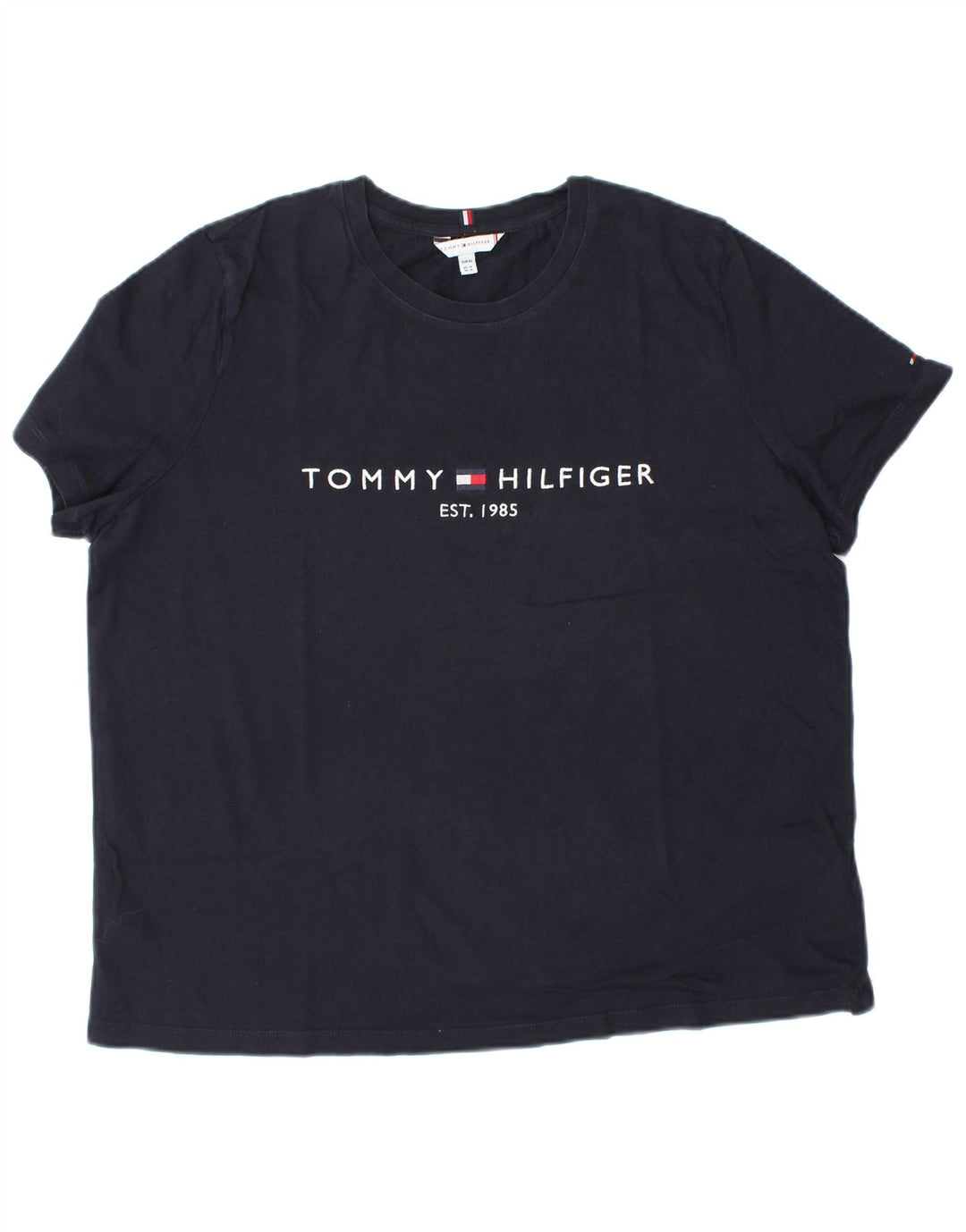 TOMMY HILFIGER Womens Graphic T-Shirt Top UK 18 XL Navy Blue Cotton
