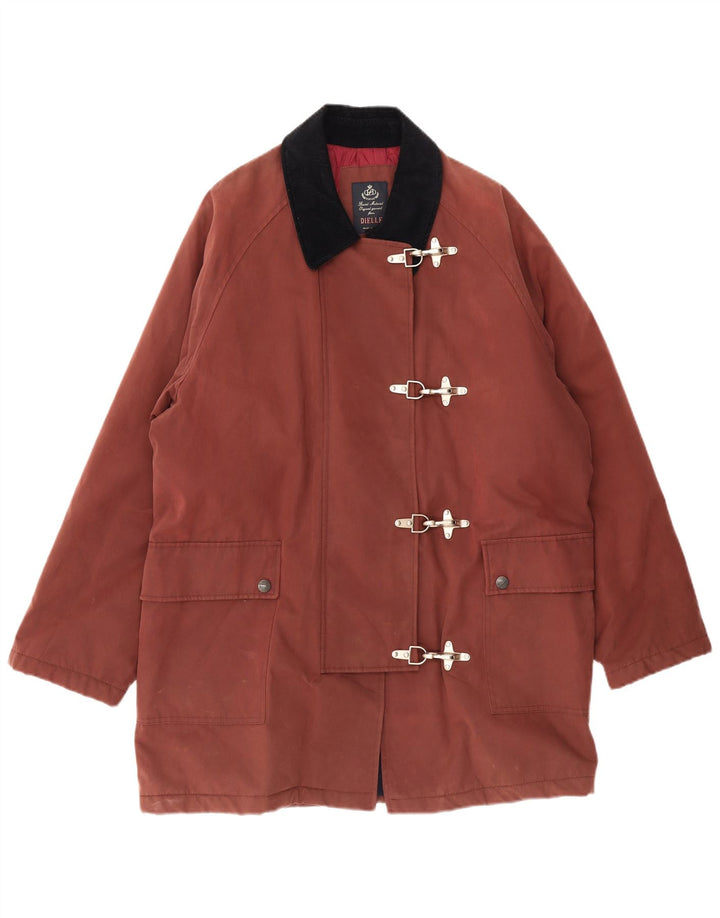 Dielle Womens Oversized Duffle Coat IT 50 XL Brown Colourblock Cotton