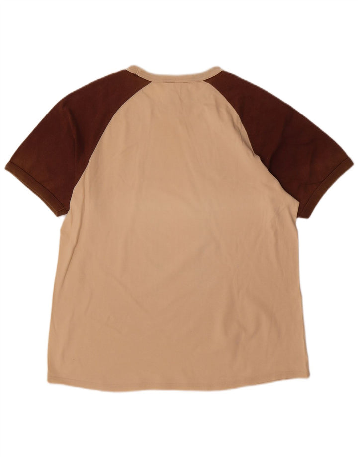 NIKE Mens Graphic T-Shirt Top UK 39/41 Medium Beige Colourblock Cotton