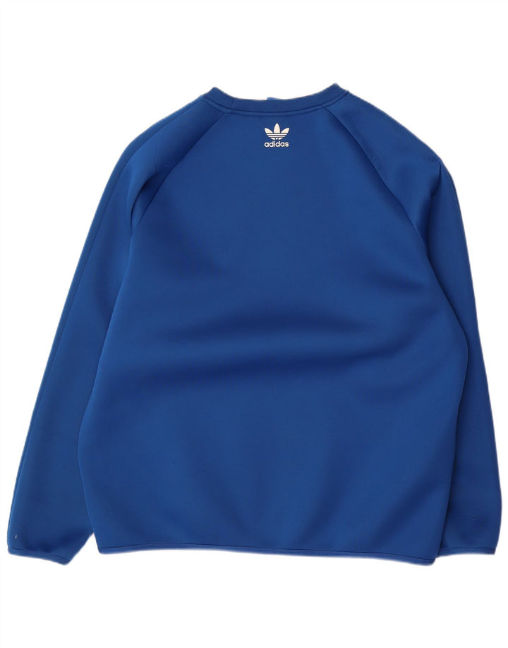 ADIDAS Mens Graphic Sweatshirt Jumper XL Blue Colourblock Polyester