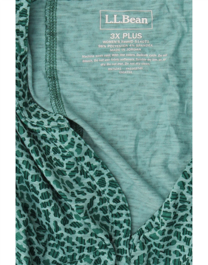 L.L.BEAN Womens 3/4 Sleeve Blouse Top UK 22 3XL Green Animal Print