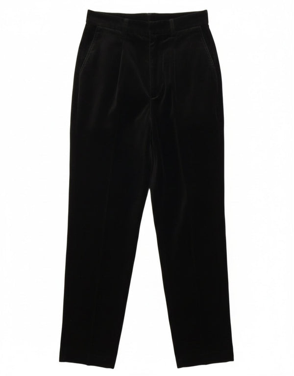 Vintage Womens Velvet Tapered Casual Trousers Small W26 L27 Black