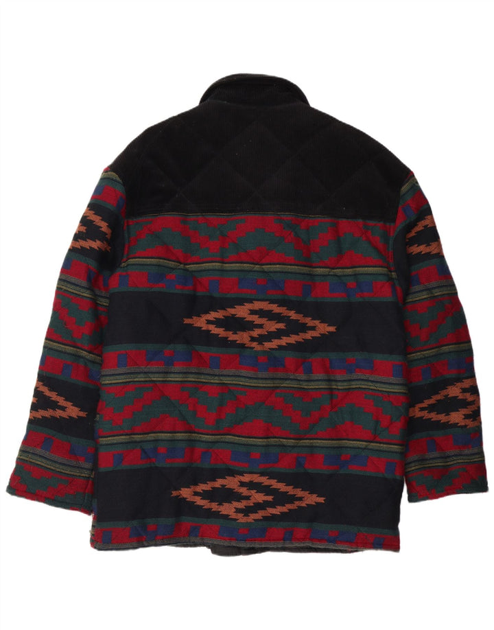 VINTAGE Mens Quilted Jacket UK 40 Large Multicoloured Geometric