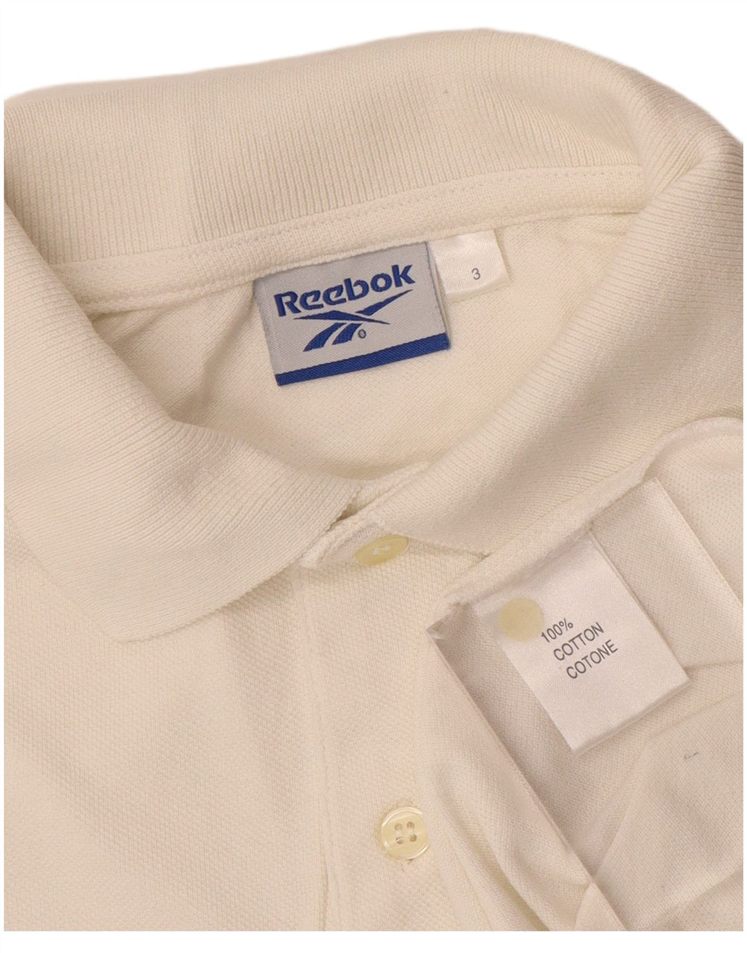 REEBOK Mens Polo Shirt Medium White Cotton