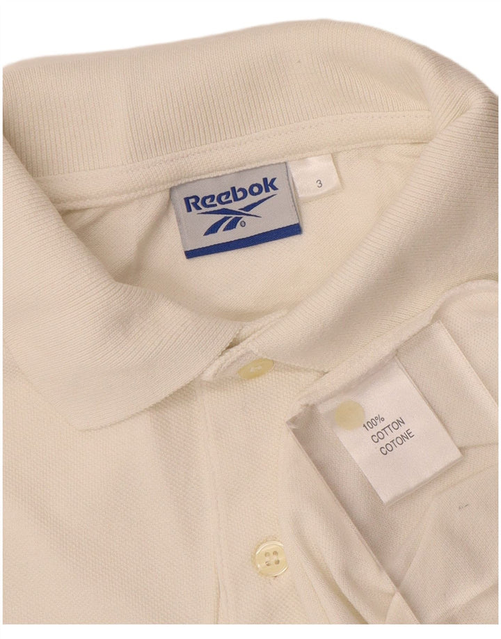 REEBOK Mens Polo Shirt Medium White Cotton