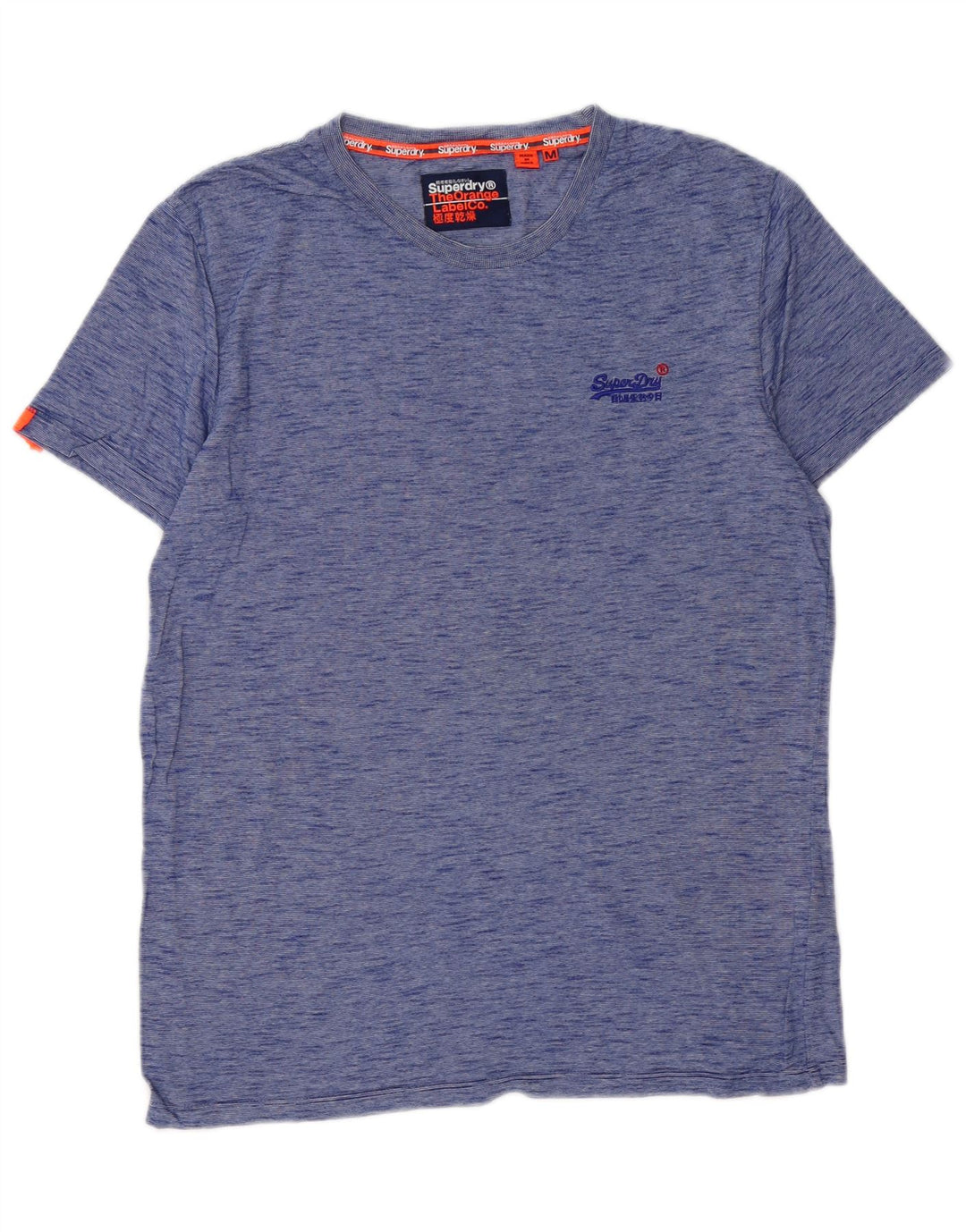 SUPERDRY Mens T-Shirt Top Medium Blue Flecked Cotton