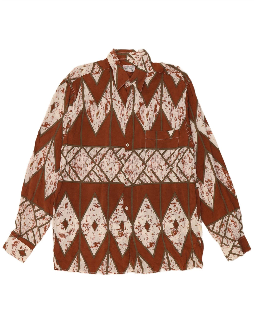 Vintage Mens Shirt Medium Brown Geometric