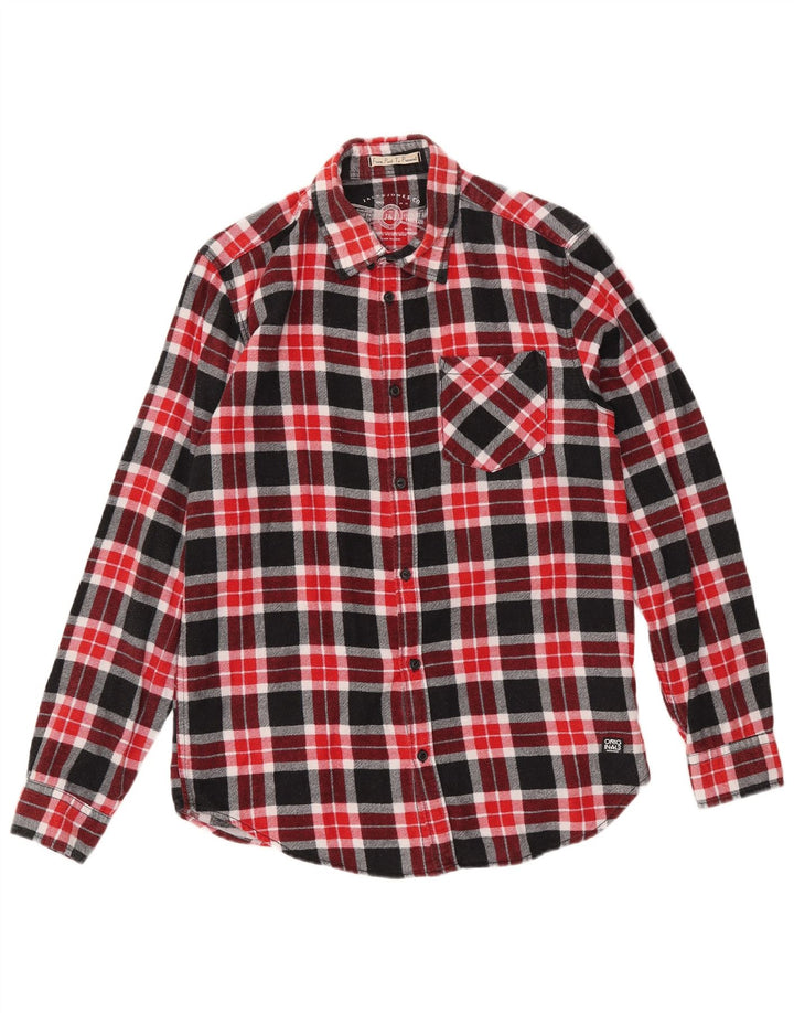 JACK & JONES Mens Flannel Shirt Medium Red Check Cotton