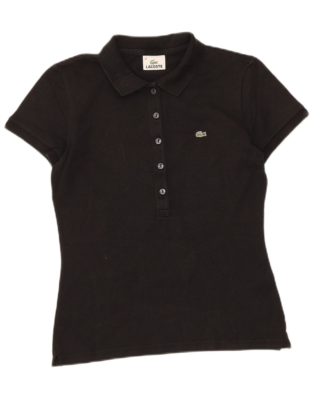 Lacoste Womens Polo Shirt Size 38 Medium Black Cotton