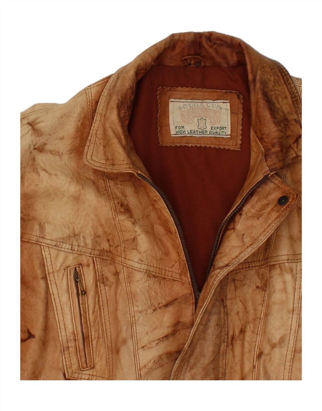 VINTAGE Mens Leather Jacket UK 40 Large Brown Leather Retro