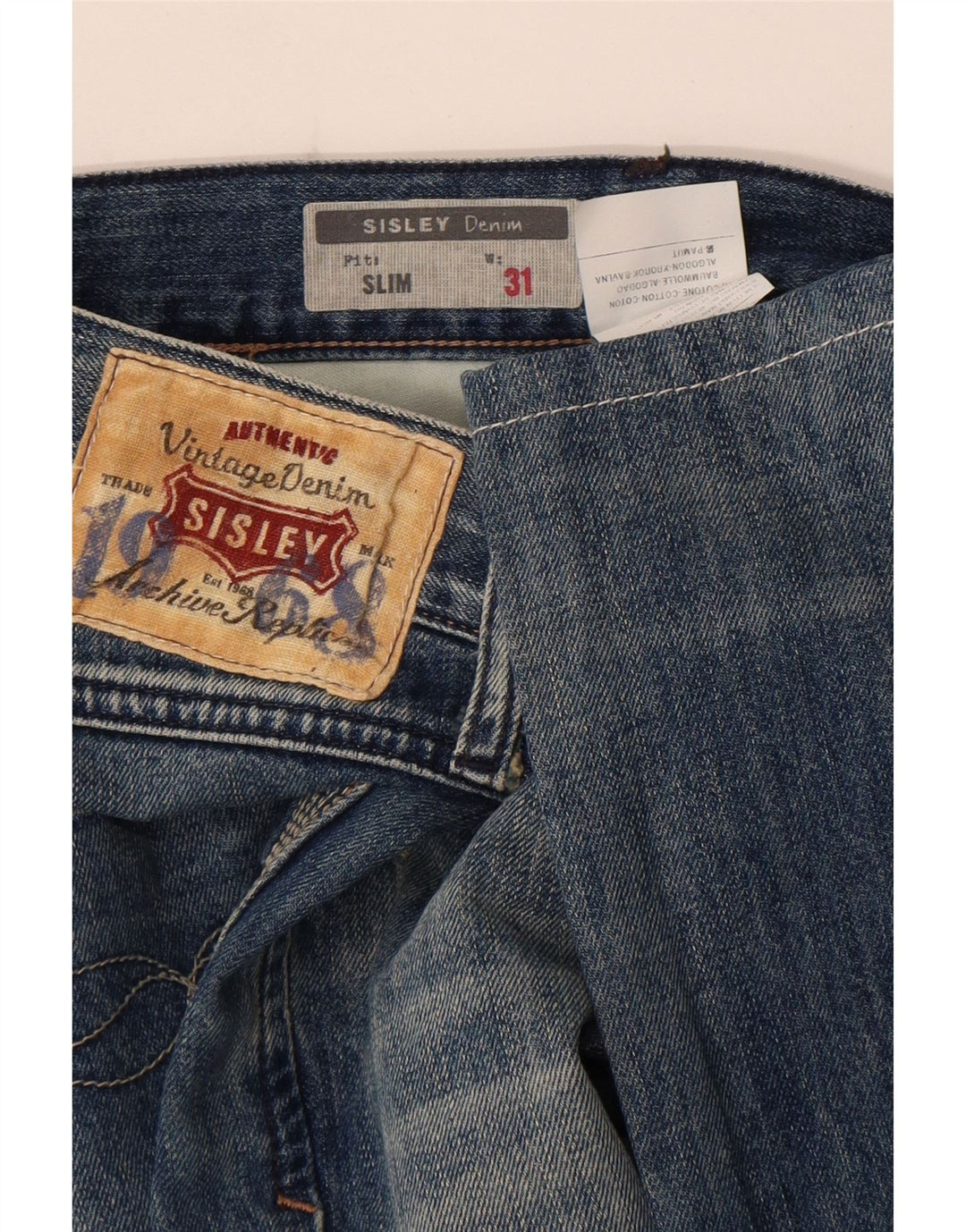 Sisley Mens Distressed Slim Jeans W31 L33 Blue Cotton