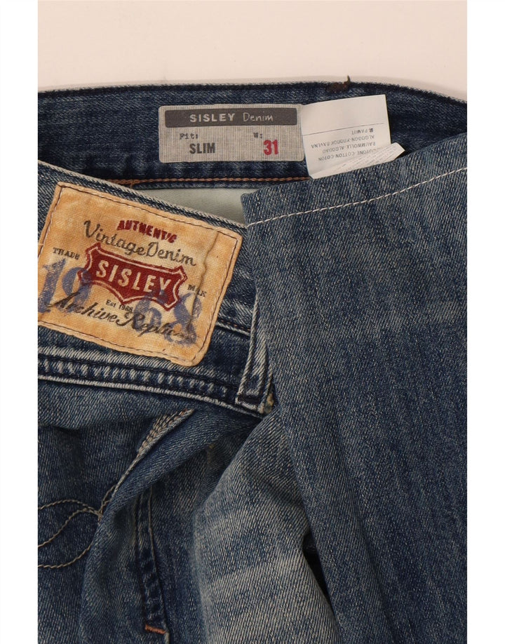 Sisley Mens Distressed Slim Jeans W31 L33 Blue Cotton