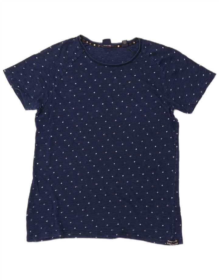 SCOTCH & SODA Mens T-Shirt Top XL Navy Blue Spotted Cotton