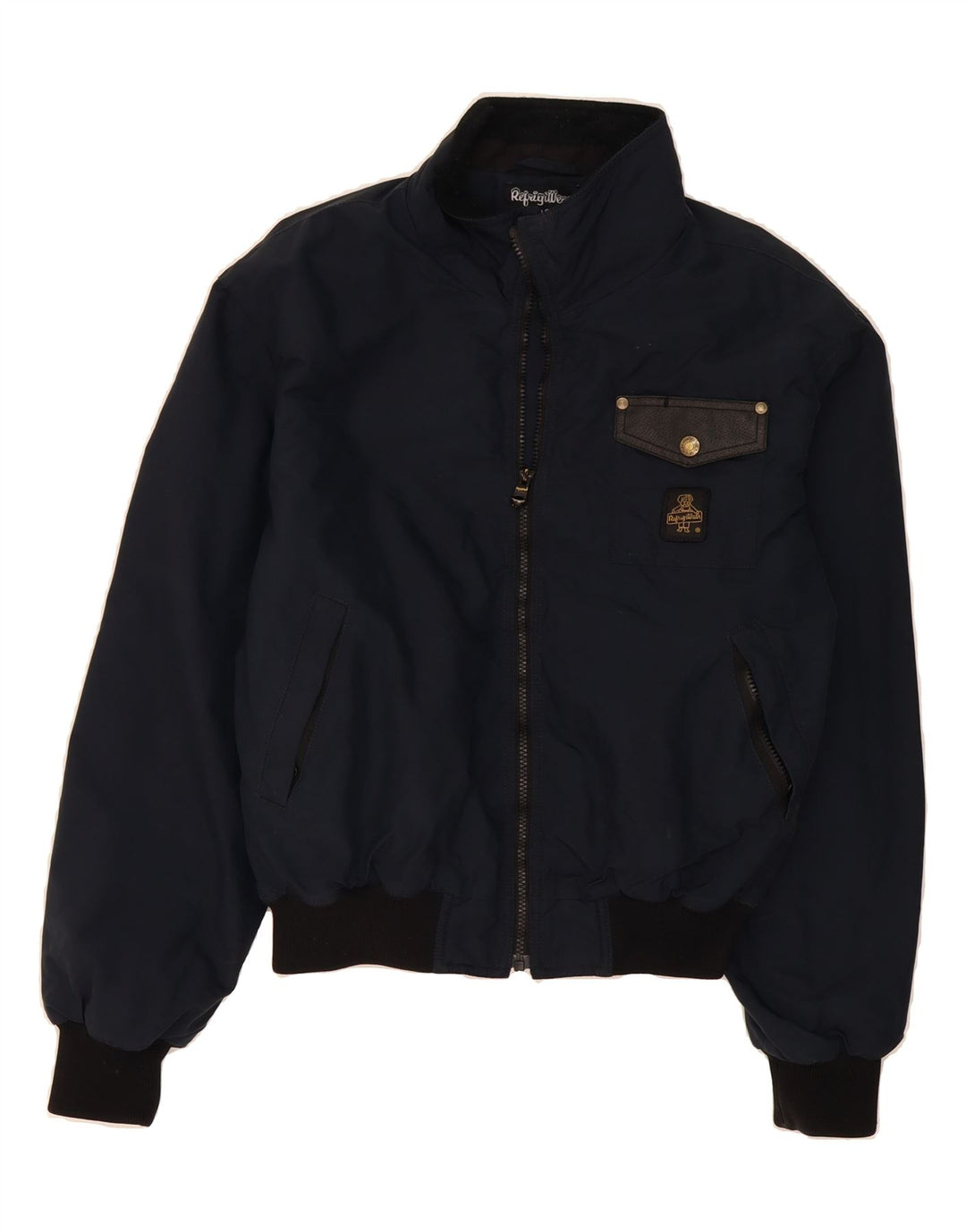 REFRIGIWEAR Mens Cruz Bomber Jacket UK 38 Medium Navy Blue Nylon Vintage Refrigiwear and Second-Hand Refrigiwear from Messina Hembry 