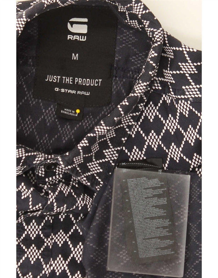 G-Star Mens Shirt Medium Navy Blue Geometric Cotton