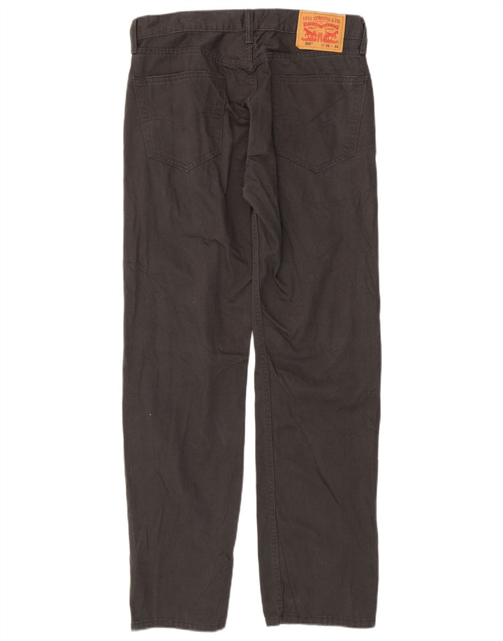 LEVI'S Mens 505 Straight Casual Trousers W32 L32 Grey Cotton