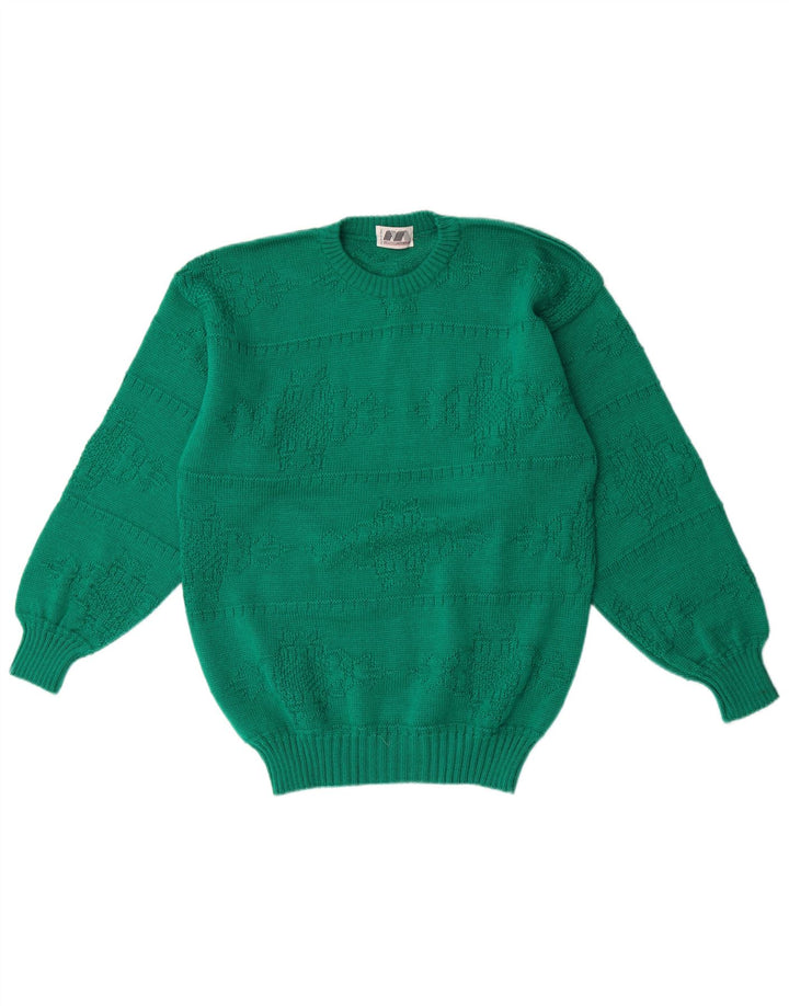 VINTAGE Mens Crew Neck Jumper Sweater Medium Green