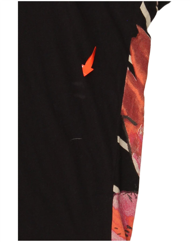 DESIGUAL Womens T-Shirt Top UK 14 Medium Black Floral