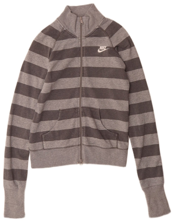 Nike Womens Tracksuit Top Jacket UK 8/10 Small Grey Striped Sports