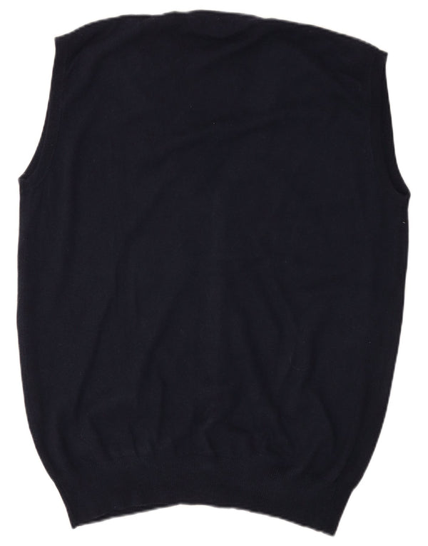 Nervesa Mens Sleeveless Cardigan Sweater 3XL Navy Blue Wool