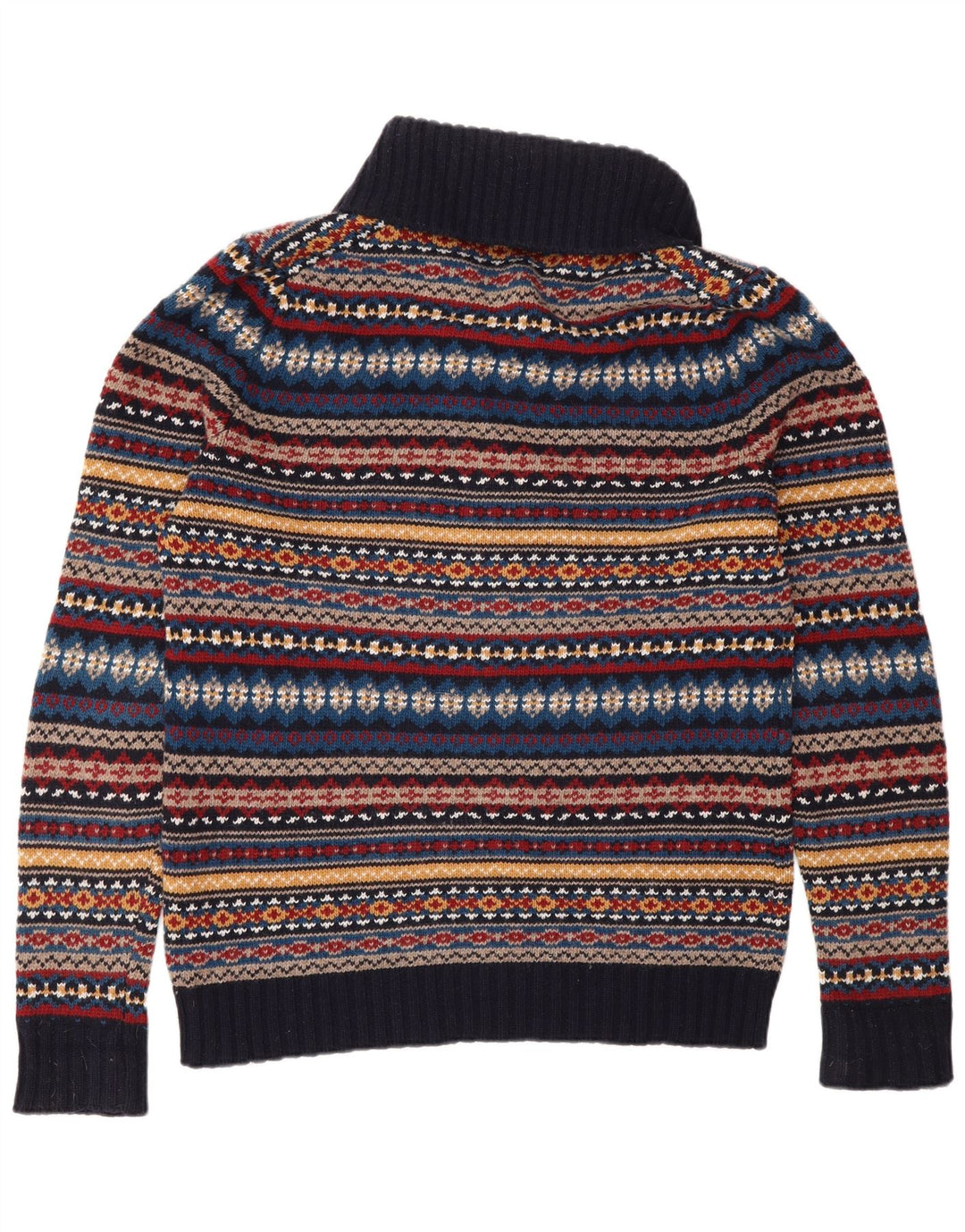 John Lewis Mens Shawl Neck Jumper Sweater Medium Navy Blue Fair Isle