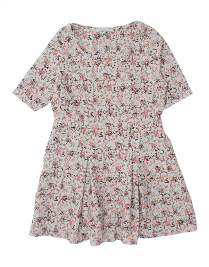 NEXT Womens A-Line Dress UK 18 XL Grey Floral Polyester Vintage Next and Second-Hand Next from Messina Hembry 