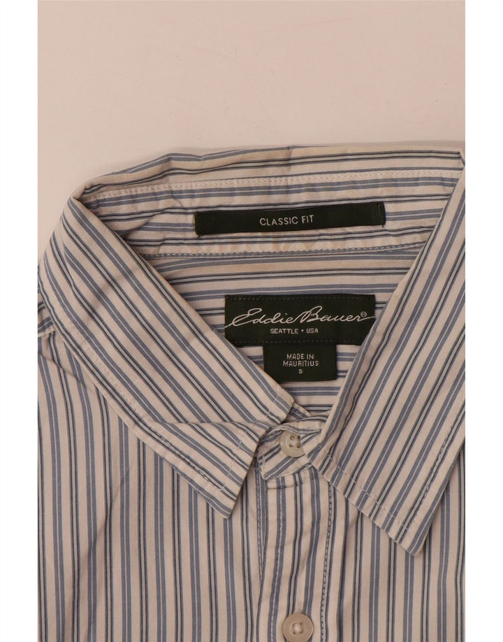 EDDIE BAUER Mens Classic Fit Shirt Small Blue Pinstripe Cotton