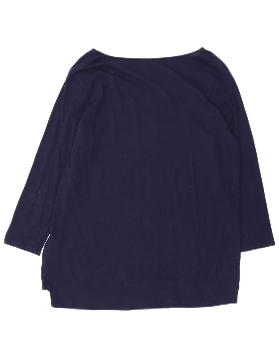 BENETTON Womens Top 3/4 Sleeve UK 16 Large Navy Blue Cotton