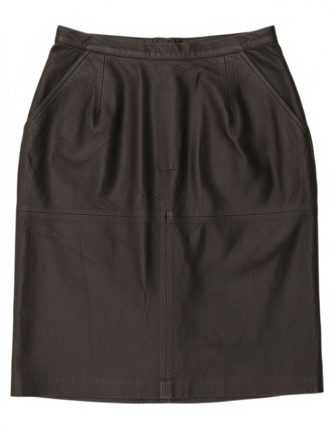 Vintage Womens Leather Skirt UK 16 Large W30  Black Leather