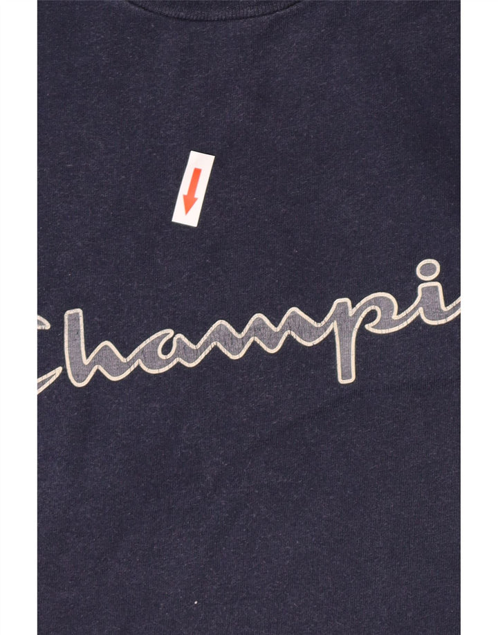 Champion Mens Graphic T-Shirt Top Medium Navy Blue Cotton