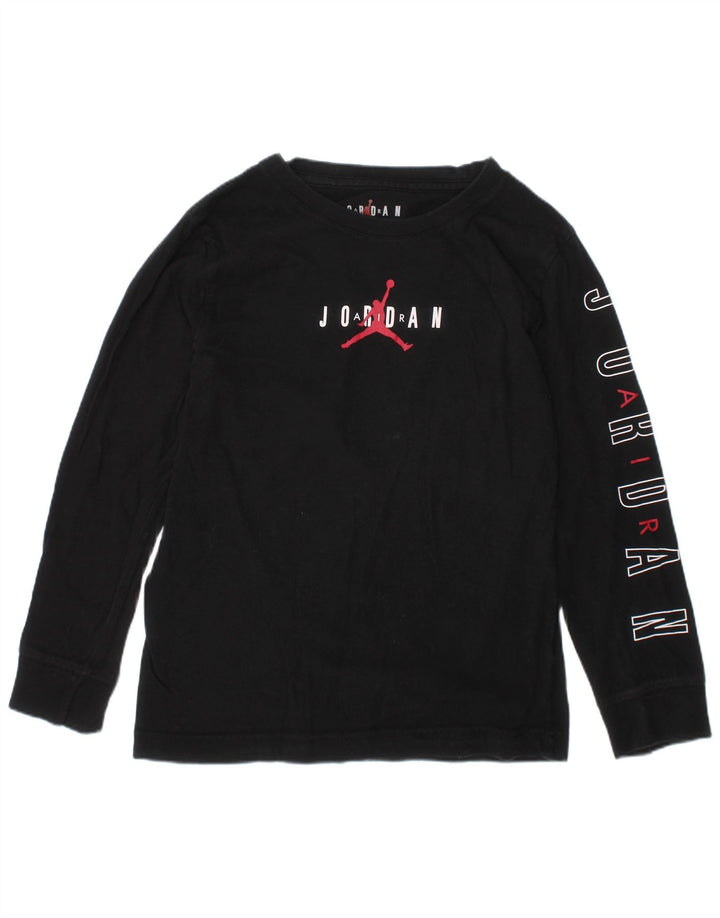 JORDAN Boys Graphic Top Long Sleeve 6-7 Years Large Black