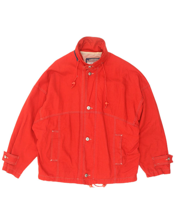 Vintage Mens Yachting Hooded Loose Fit Utility Jacket UK 38 Medium Red