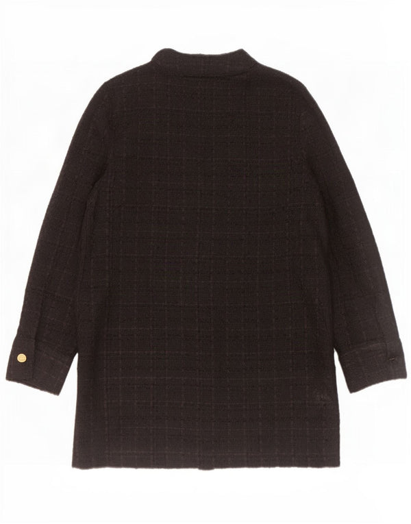 Zara Womens 6 Button Blazer Jacket UK 14 Medium Black Check Polyester