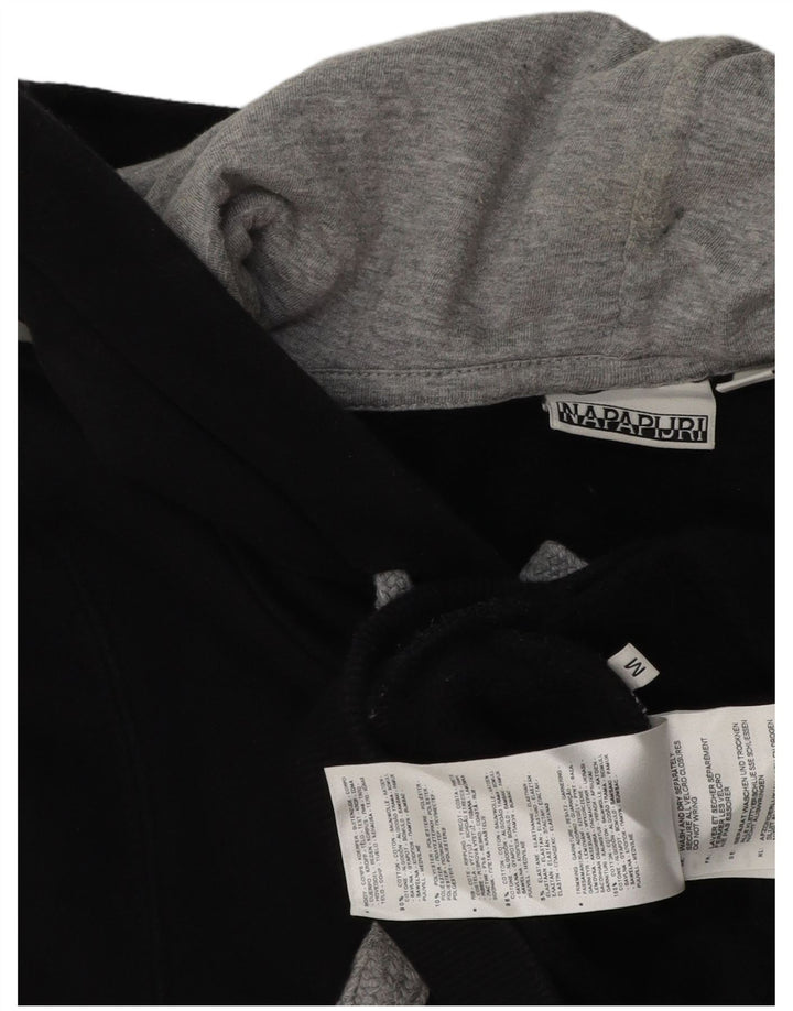 NAPAPIJRI Mens Graphic Hoodie Jumper Medium Black Cotton