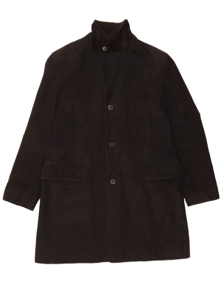 Hugo Boss Mens Overcoat EU 50 Large Black Cotton