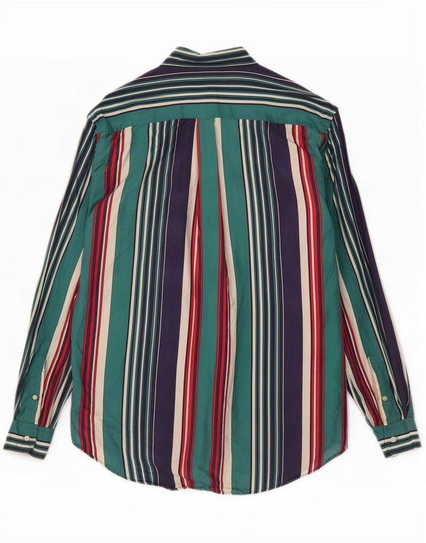 Vintage Mens Shirt Small Blue Striped Silk
