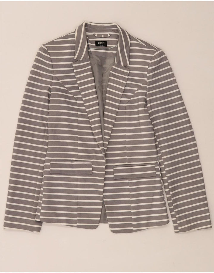Oasis Womens Open Blazer Jacket UK 8 Small  Grey Striped Polyester