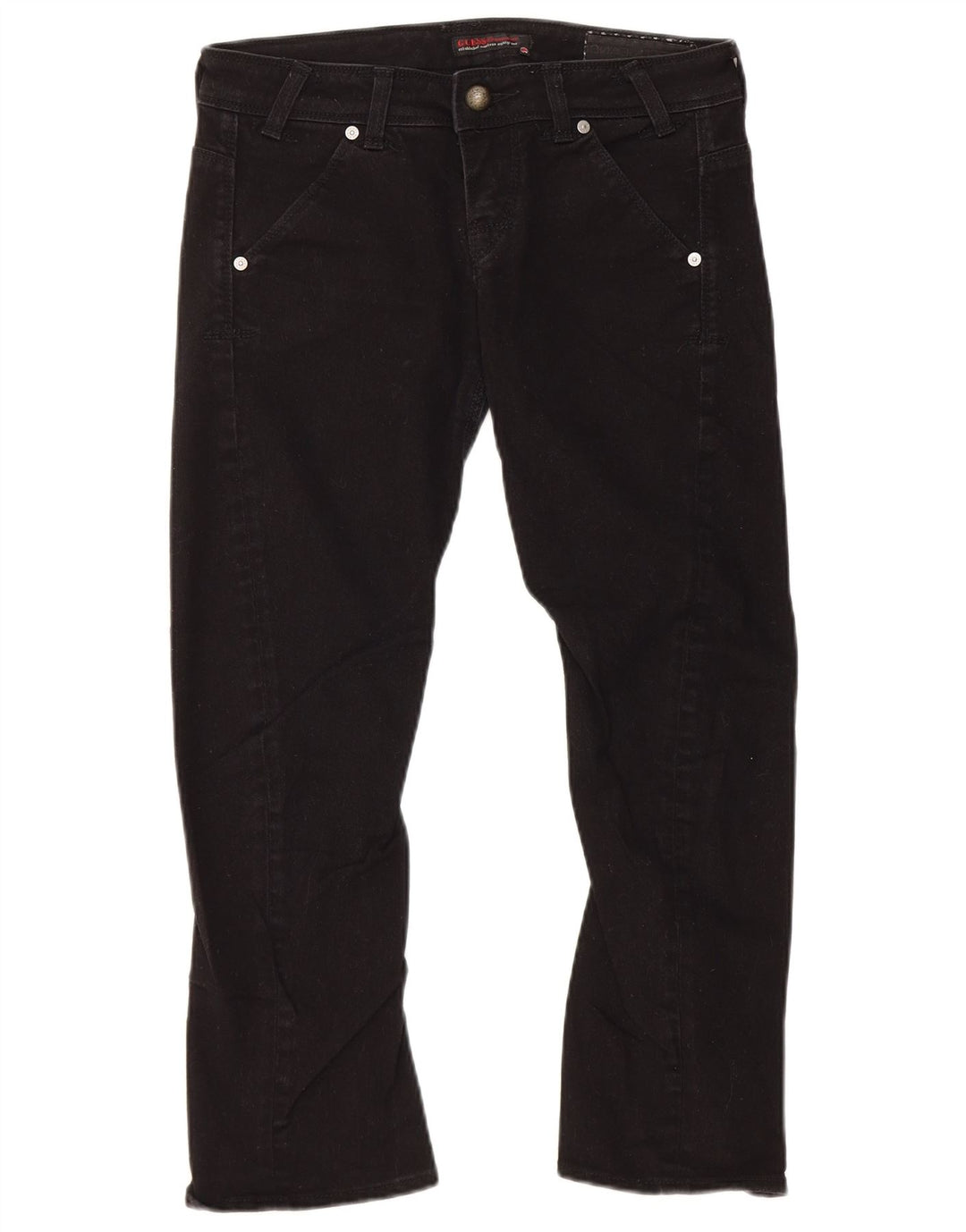 Guess Womens Cropped Jeans W28 L23 Black Cotton