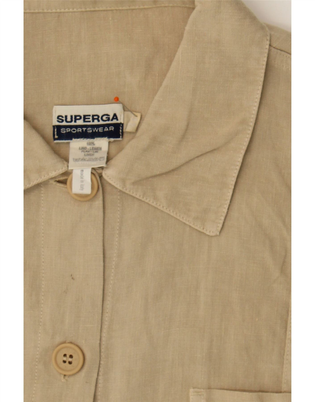 SUPERGA Womens Shirt Dress IT 44 Medium Beige Linen Vintage Superga and Second-Hand Superga from Messina Hembry 