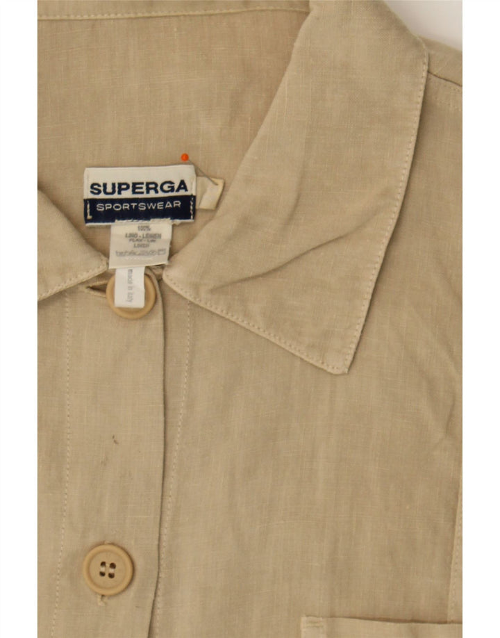 SUPERGA Womens Shirt Dress IT 44 Medium Beige Linen Vintage Superga and Second-Hand Superga from Messina Hembry 