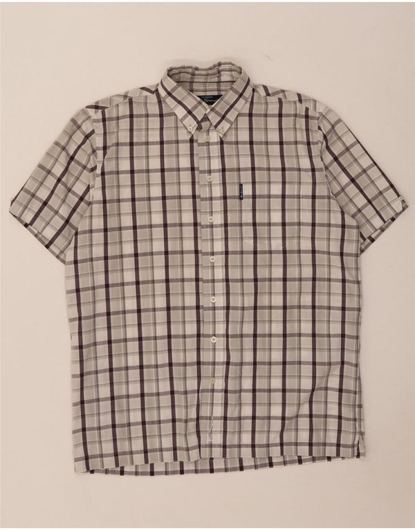 Ben Sherman Mens Short Sleeve Shirt Medium Grey Check Cotton