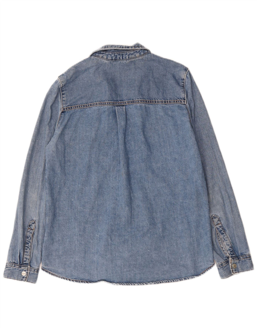 Zara Womens Denim Shirt UK 14 Medium Blue Cotton