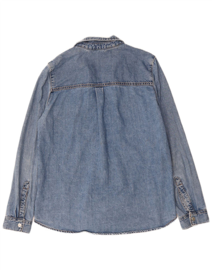 Zara Womens Denim Shirt UK 14 Medium Blue Cotton