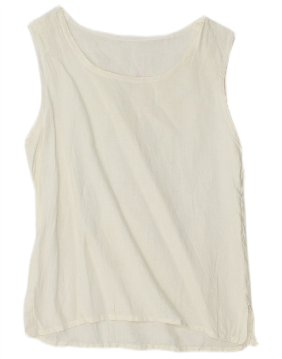 VINTAGE Womens Sleeveless Blouse Top UK 12 Medium Off White