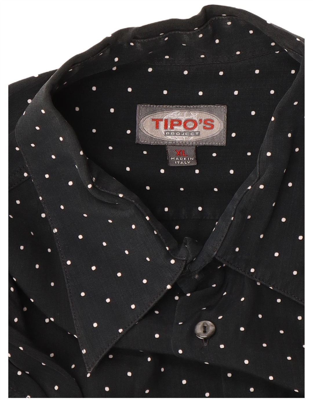 TIPO' S Mens Short Sleeve Shirt XL Black Spotted