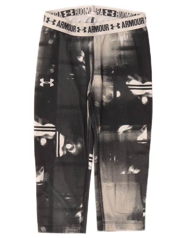 UNDER ARMOUR Girls Graphic Capri Leggings 7-8 Years  Grey Tie Dye