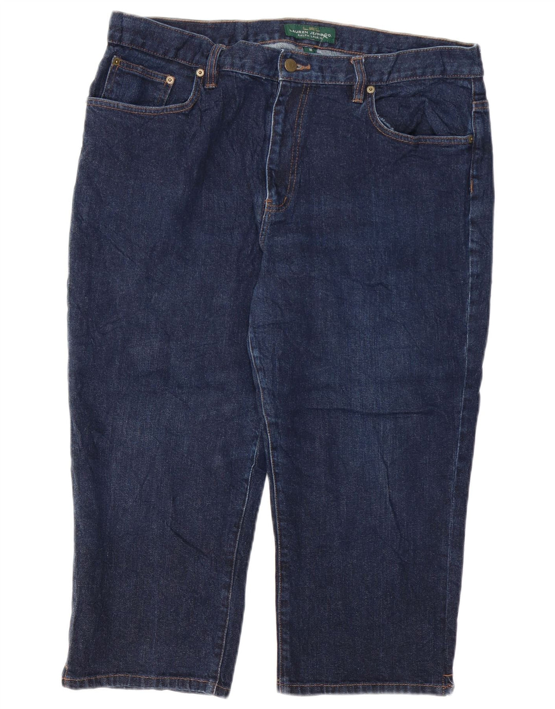 RALPH LAUREN Womens Capri Jeans US 16 2XL W38 L21 Navy Blue Cotton